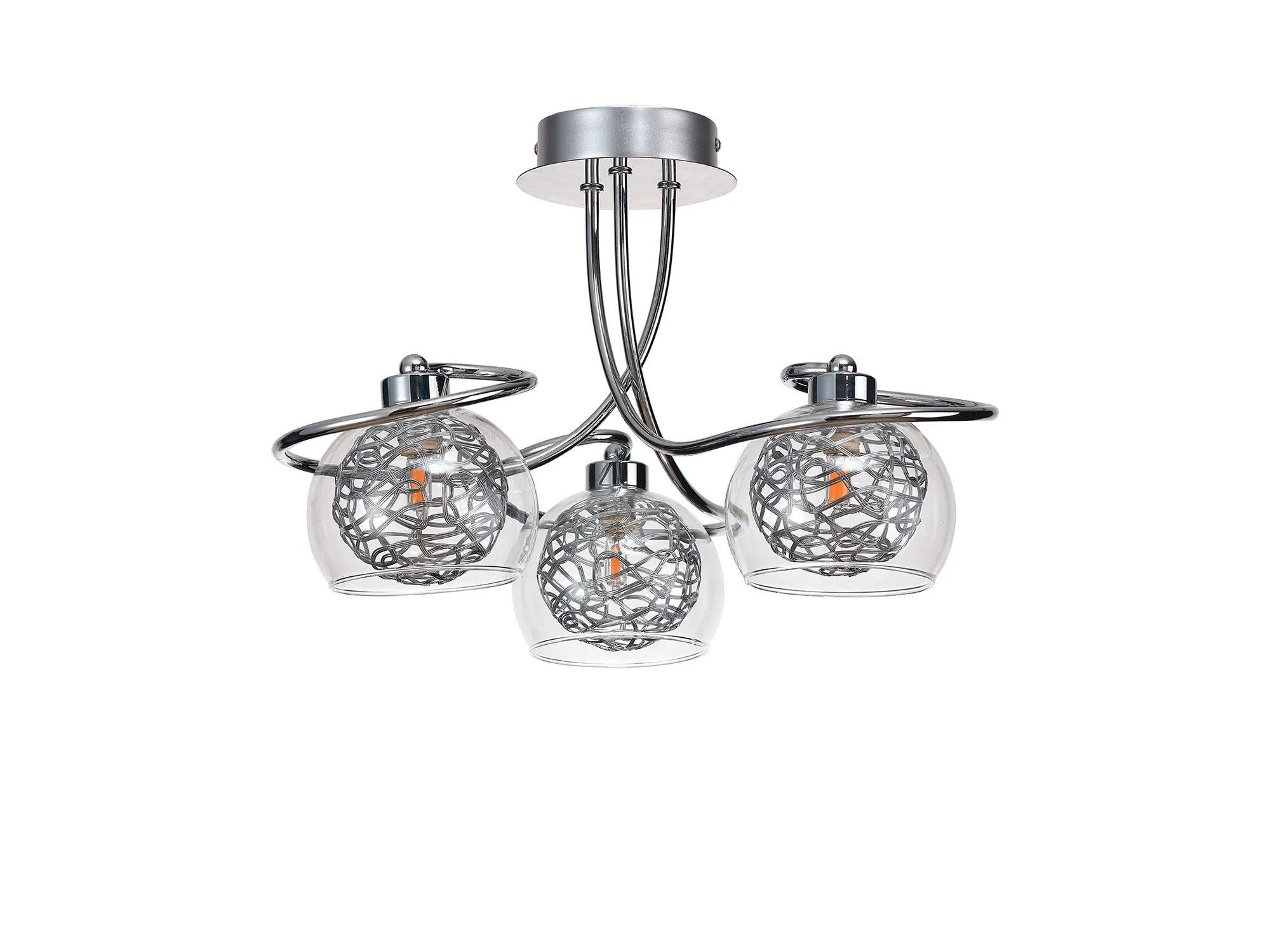 Talia Glass Semi Ceiling 3 Light Polished Chrome D0837  Deco Talia